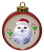 White Owl Ceramic Red Drum Christmas Ornament