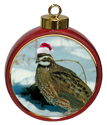 Quail Ceramic Red Drum Christmas Ornament