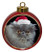 Persian Cat Ceramic Red Drum Christmas Ornament
