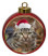 Tabby Cat Ceramic Red Drum Christmas Ornament