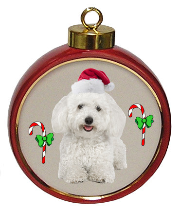 Bichon Ceramic Red Drum Christmas Ornament