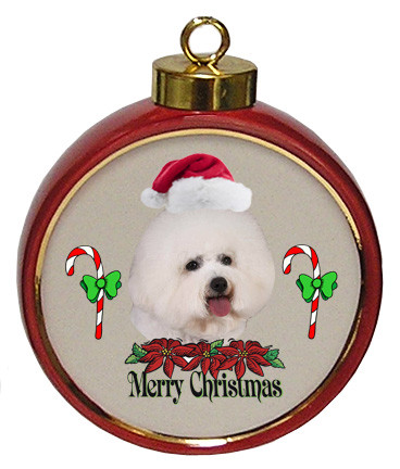 Bichon Ceramic Red Drum Christmas Ornament