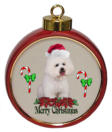 Bichon Ceramic Red Drum Christmas Ornament