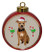 Pitbull Ceramic Red Drum Christmas Ornament