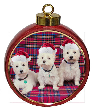 West Highland Terrier Ceramic Red Drum Christmas Ornament