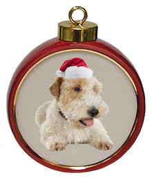 Soft Coated Wheaten Terrier Ceramic Red Drum Christmas Ornament