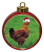 Chicken Ceramic Red Drum Christmas Ornament