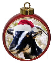 Goat Ceramic Red Drum Christmas Ornament