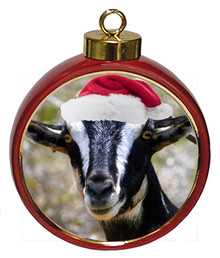 Goat Ceramic Red Drum Christmas Ornament