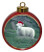 Sheep Ceramic Red Drum Christmas Ornament