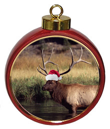 Elk Ceramic Red Drum Christmas Ornament