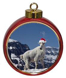 Mountain Goat Ceramic Red Drum Christmas Ornament