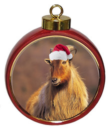 Mountain Goat Ceramic Red Drum Christmas Ornament