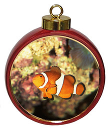 Clownfish Ceramic Red Drum Christmas Ornament