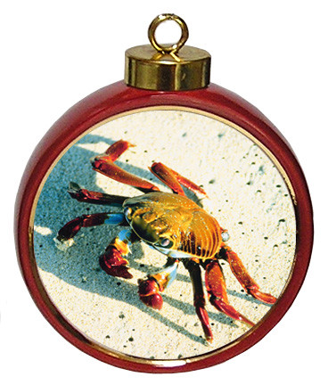 Crab Ceramic Red Drum Christmas Ornament