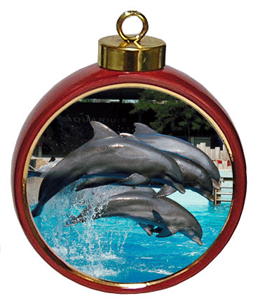 Dolphin Ceramic Red Drum Christmas Ornament