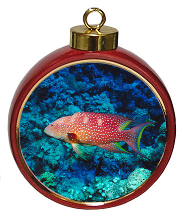 Grouper Ceramic Red Drum Christmas Ornament