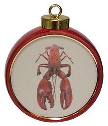 Lobster Ceramic Red Drum Christmas Ornament