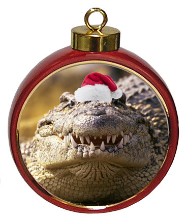 Alligator Ceramic Red Drum Christmas Ornament