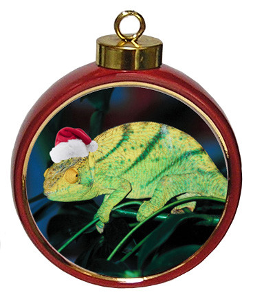 Chameleon Ceramic Red Drum Christmas Ornament