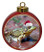 Green Frog Ceramic Red Drum Christmas Ornament