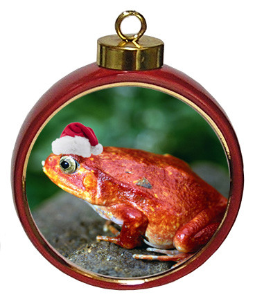 Tomato Frog Ceramic Red Drum Christmas Ornament