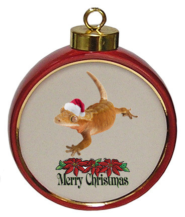 Gecko Ceramic Red Drum Christmas Ornament