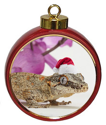 Gecko Ceramic Red Drum Christmas Ornament