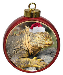 Iguana Ceramic Red Drum Christmas Ornament
