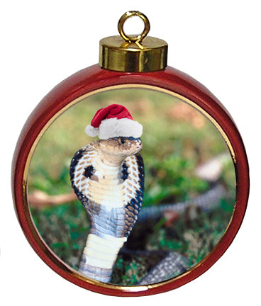 Cobra Snake Ceramic Red Drum Christmas Ornament