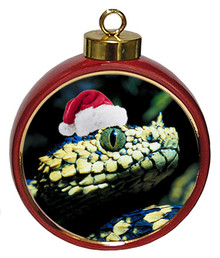 Viper Snake Ceramic Red Drum Christmas Ornament