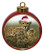 Cheetah Ceramic Red Drum Christmas Ornament
