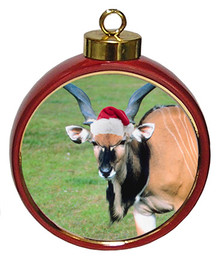 Eland Ceramic Red Drum Christmas Ornament