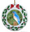 Bluebird Porcelain Holly Wreath Christmas Ornament