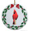 Cardinal Porcelain Holly Wreath Christmas Ornament