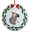 Cockatoo Porcelain Holly Wreath Christmas Ornament
