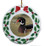Duck Porcelain Holly Wreath Christmas Ornament
