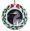Louisiana Heron Porcelain Holly Wreath Christmas Ornament