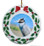 Yellow Crowned Heron Porcelain Holly Wreath Christmas Ornament