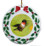 Hummingbird Porcelain Holly Wreath Christmas Ornament