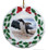 Penguin Porcelain Holly Wreath Christmas Ornament