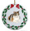 Calico Cat Porcelain Holly Wreath Christmas Ornament