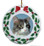 Cat Porcelain Holly Wreath Christmas Ornament