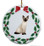 Siamese Cat Porcelain Holly Wreath Christmas Ornament