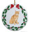 Tabby Cat Porcelain Holly Wreath Christmas Ornament