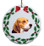 Beagle Porcelain Holly Wreath Christmas Ornament