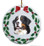 Bernese Mountain Dog Porcelain Holly Wreath Christmas Ornament
