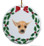 Chihuahua Porcelain Holly Wreath Christmas Ornament