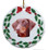 Doberman Porcelain Holly Wreath Christmas Ornament