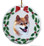 Shiba Inu Porcelain Holly Wreath Christmas Ornament